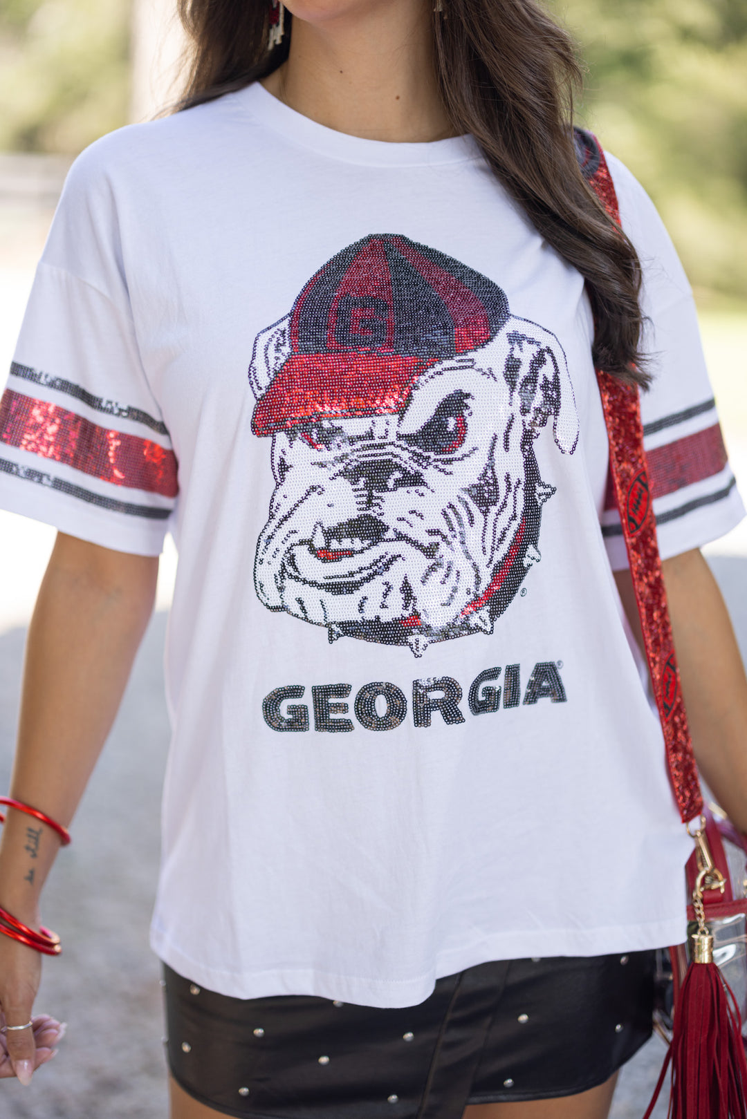uga collegiate sequin bulldog oversized tee