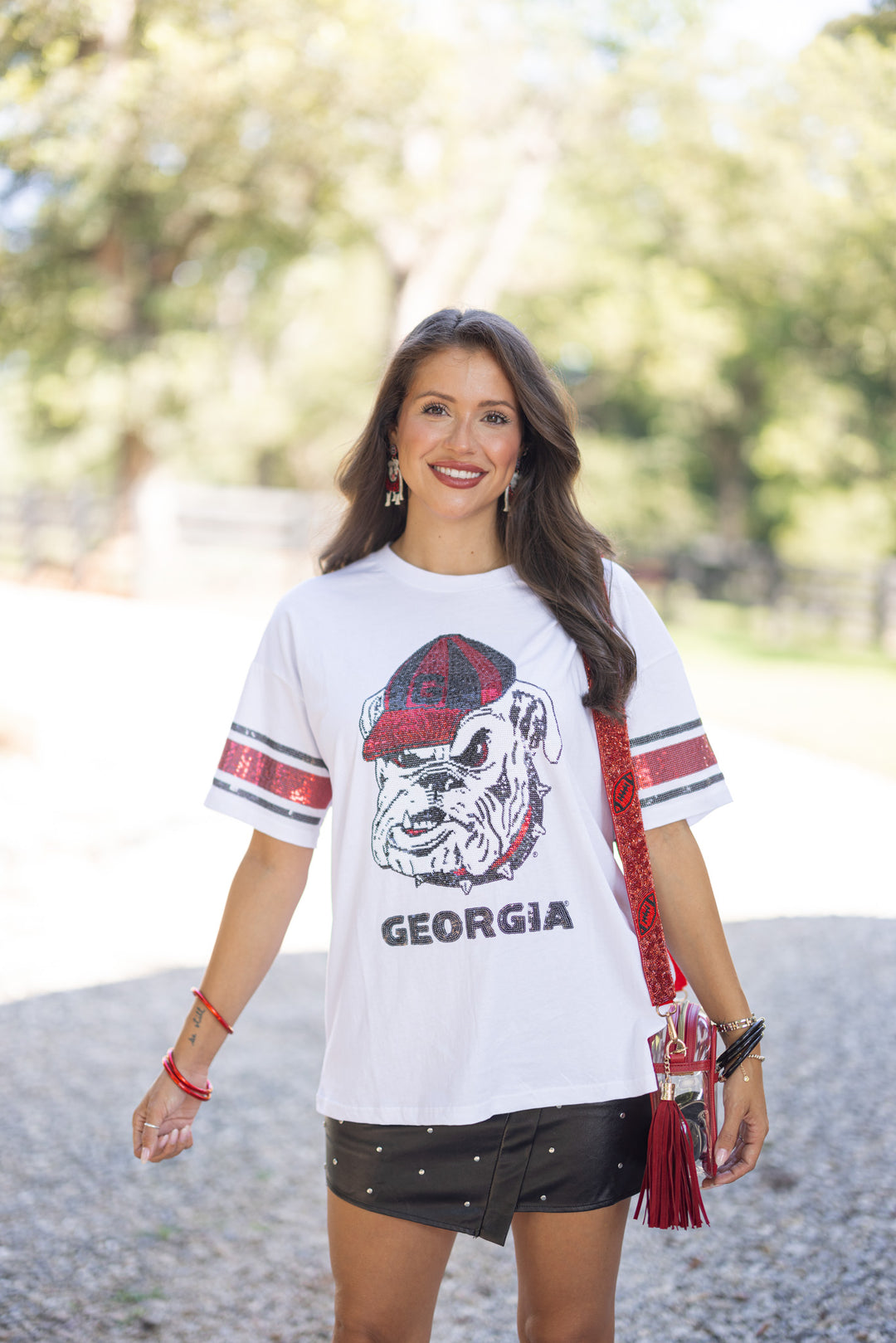 uga collegiate sequin bulldog oversized tee