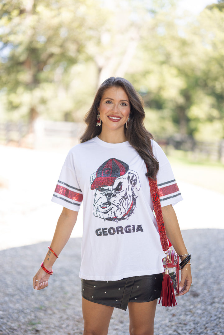 uga collegiate sequin bulldog oversized tee