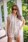 striped linen button down gauze top