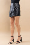 Studded faux leather black skort