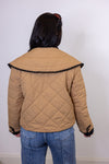 tan black ric rac trim quilted jacket