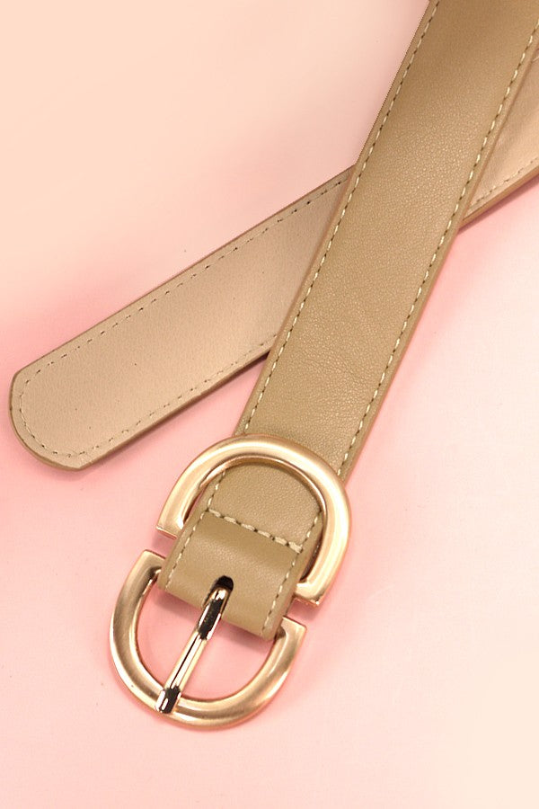 tan faux leather double buckle belt
