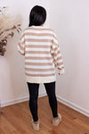 taupe cream striped sweater