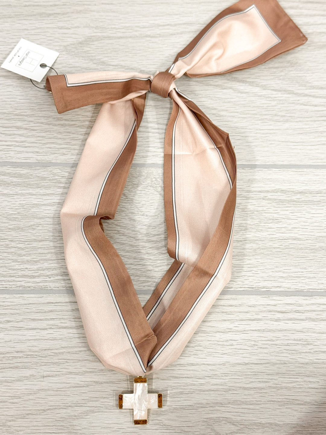 tan striped scarf necklace