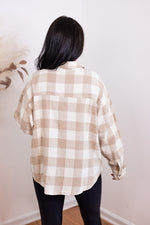 tan ivory plaid flannel top