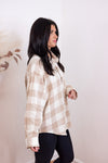 tan ivory plaid flannel top