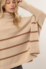 taupe striped oversized sweater top