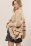 taupe striped oversized sweater top