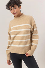 taupe cream striped sweater top