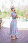 spring floral smocked midi dress