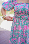 Love Blossom Blue Midi Dress