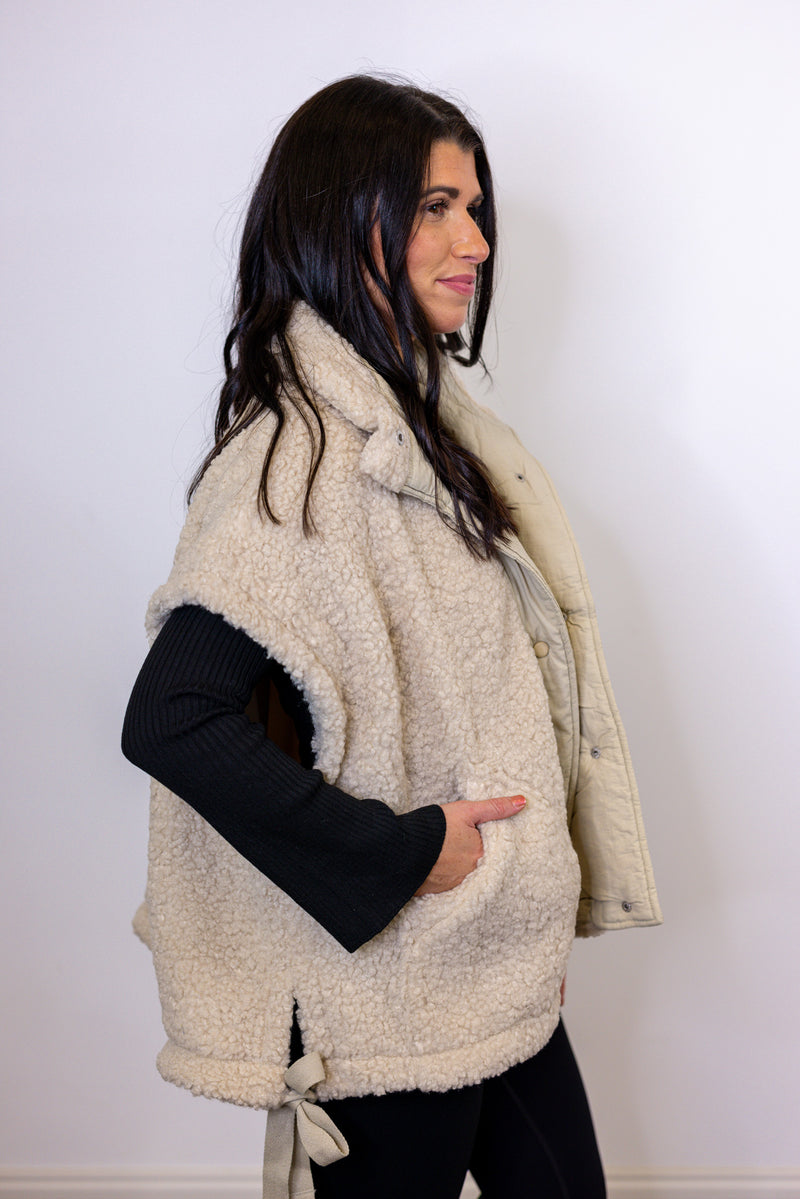 teddy sherpa oversized vest