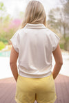 white v neck knit active top