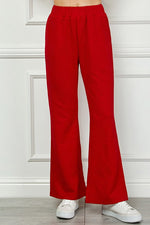 See And Be Seen Textured red flared pants with elastic waistband