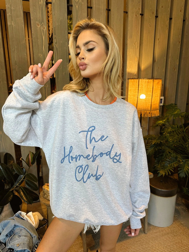 Distressed Vintage Couture heather grey The Homebody Club sweatshirt&nbsp;