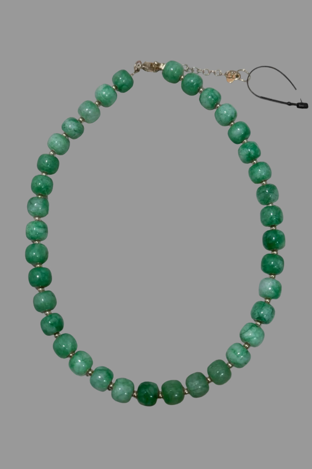 thin beaded statement necklace grass green
