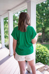 green classic timeless textured blouse