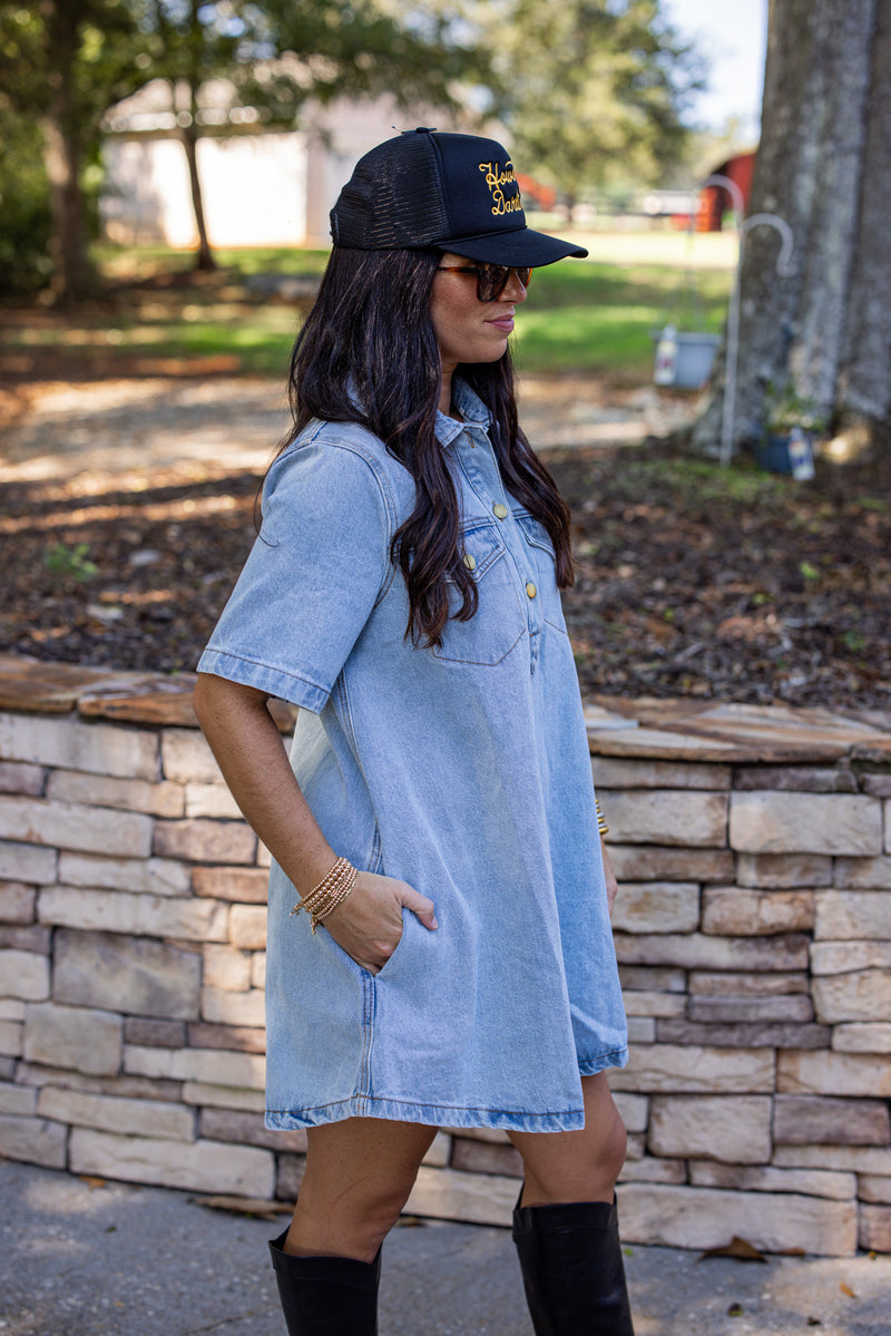 Karlie denim short sleeve dress