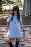 Karlie denim short sleeve dress