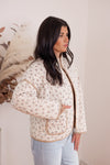 cream tan floral quilted jacket