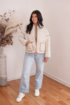 cream tan floral quilted jacket