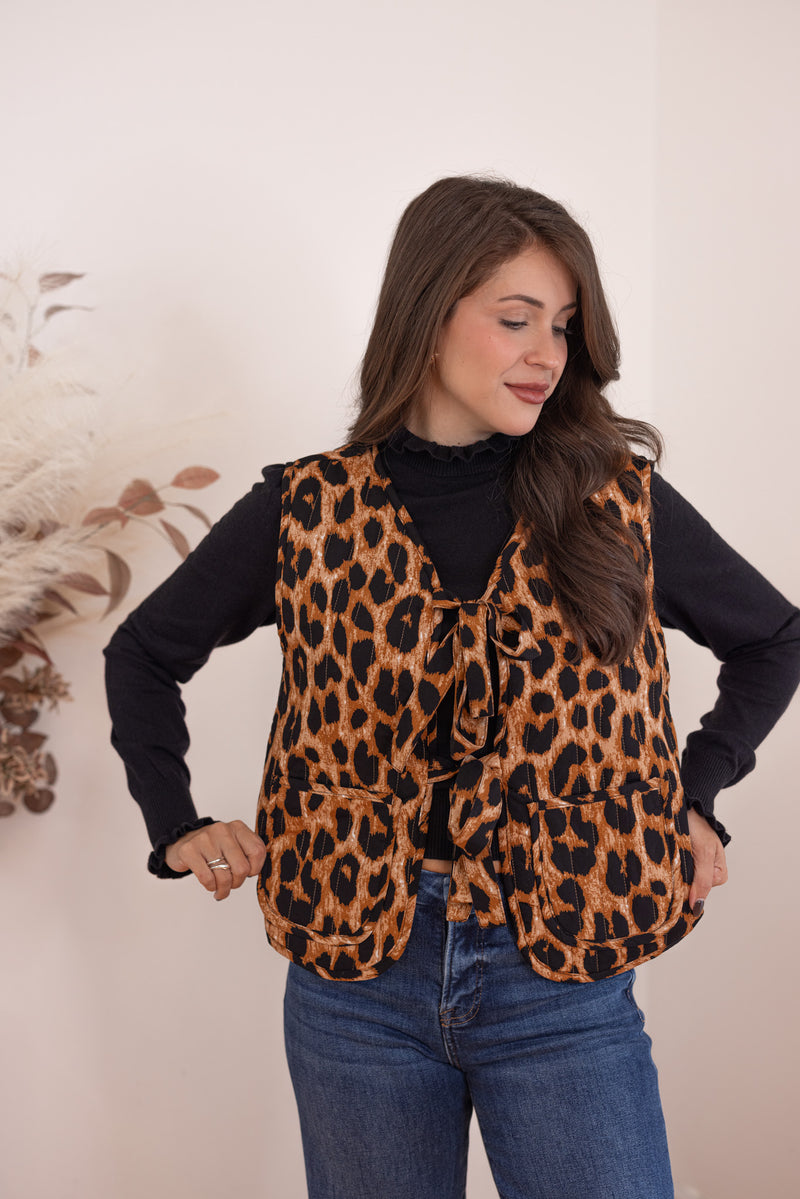 leopard bow tie vest