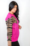 trending animal print hot pink sweater