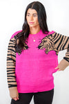 trending animal print hot pink sweater