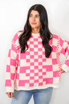 trending pink checkered sweater