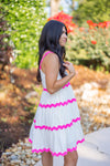 trending fashion ric rac scalloped pink dress