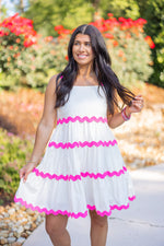 trending fashion ric rac scalloped pink dress