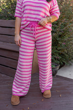 pink sweater knit wide leg pants