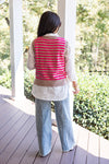 pink taupe striped sweater vest