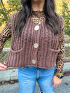 brown sleeveless chunky sweater vest