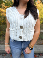 beige sleeveless chunky sweater vest