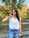 beige sleeveless chunky sweater vest