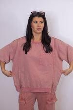 easel washed mauve pink lounge top