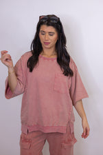 easel washed mauve pink lounge top