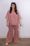 easel washed mauve pink lounge top