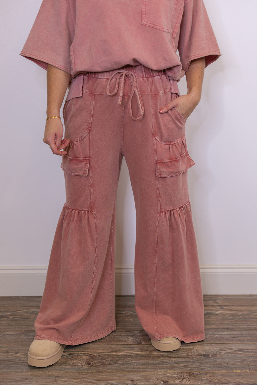 easel washed mauve pink lounge pant