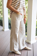 Entro Stone beige wide leg denim pants