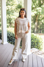 Entro Stone beige wide leg denim pants