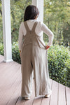 mineral washed taupe wide leg jumpsuit