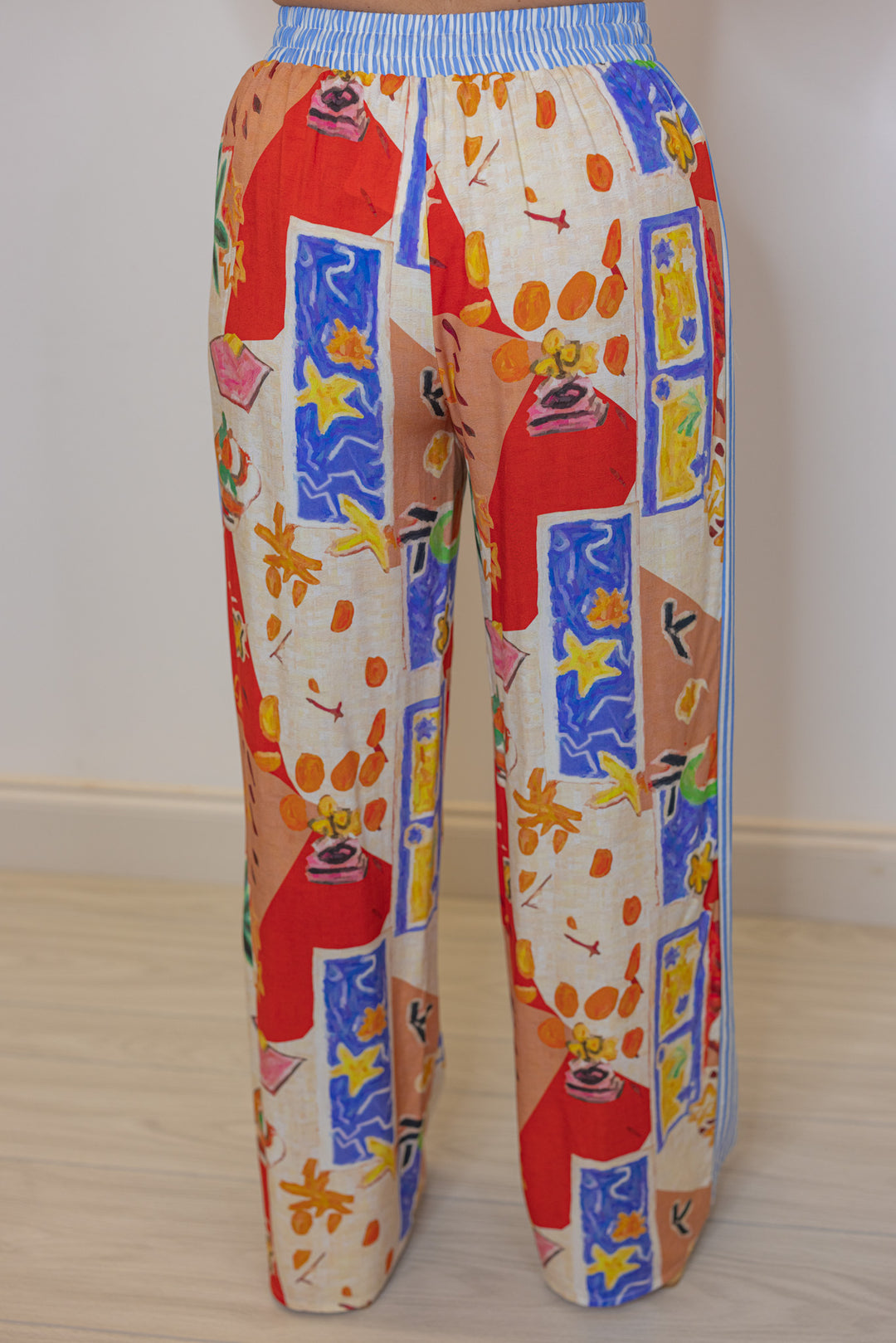 tropical resort printed wide leg palazzo pant