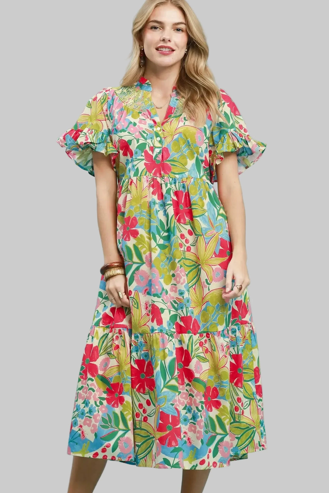 Umgee summer florals printed midi dress.