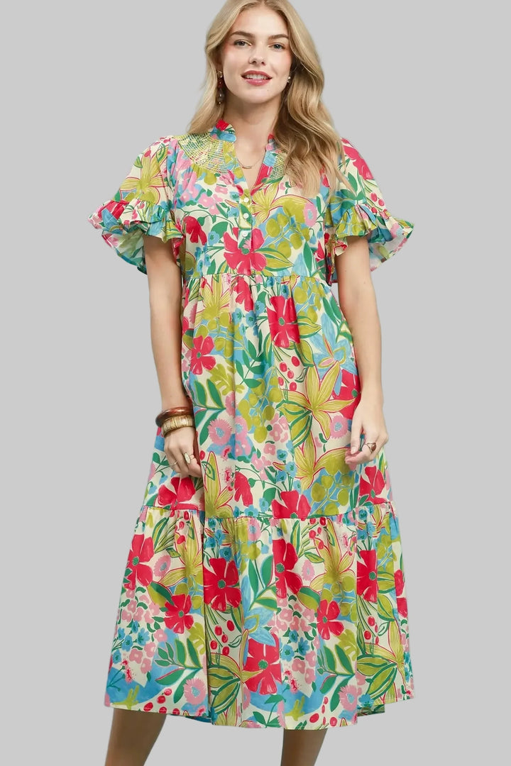 Umgee summer florals printed midi dress.