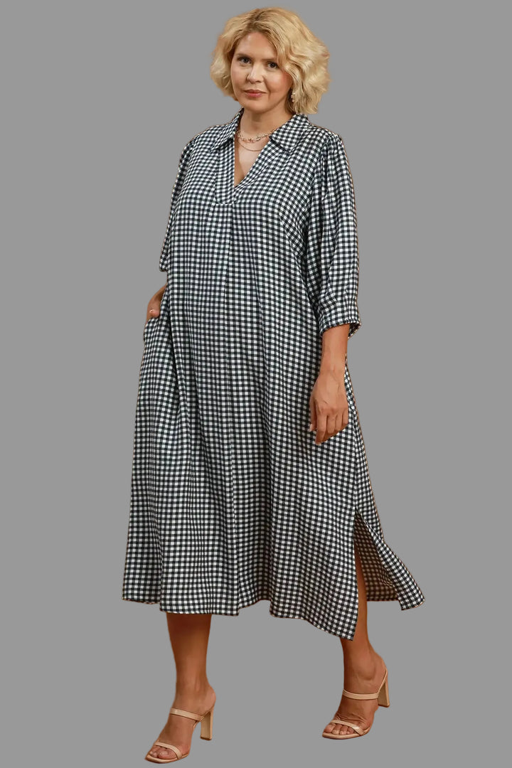 umgee gingham black white dress