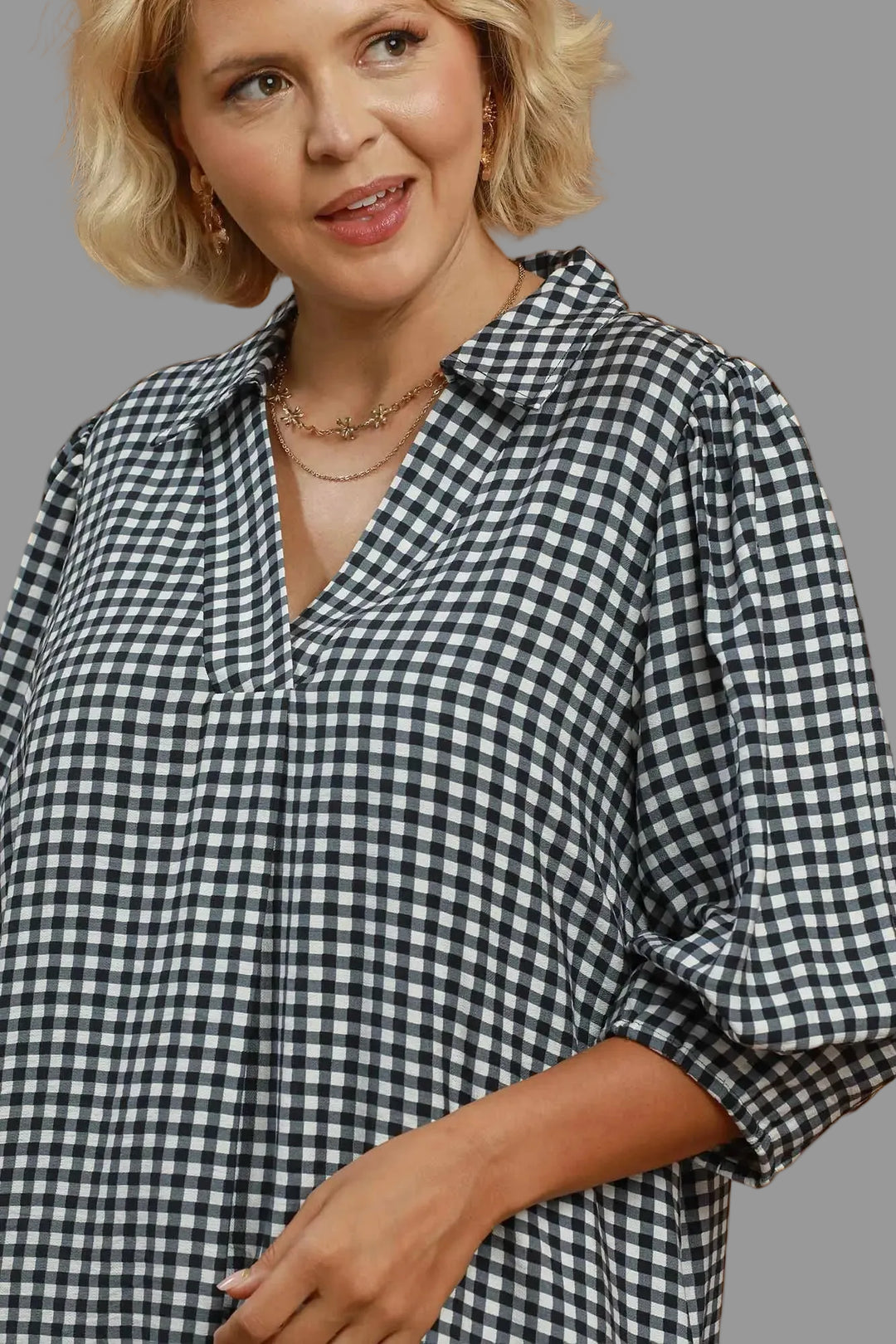 umgee gingham black dress plus size