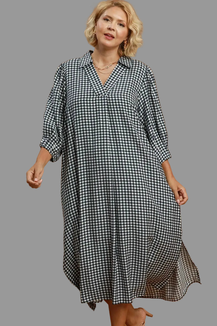 umgee gingham black dress